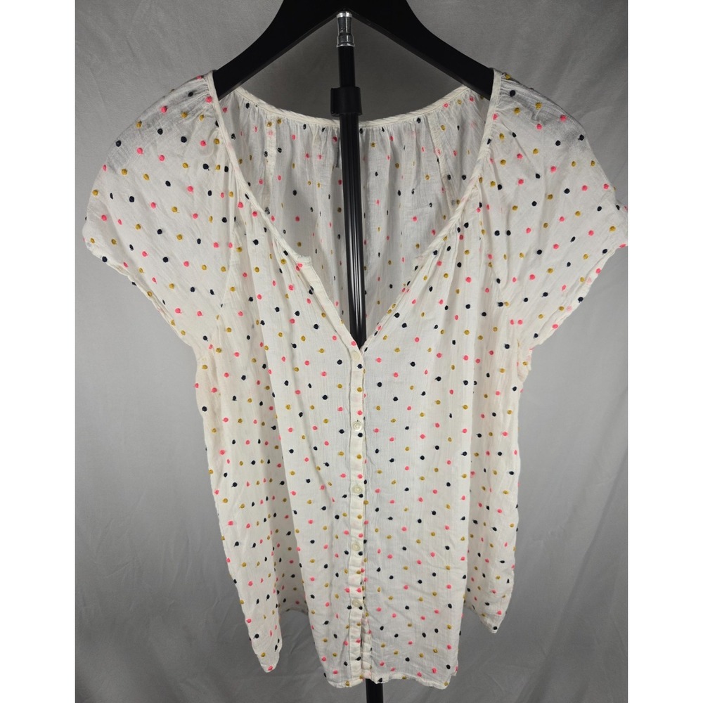 Old Navy Blouse Womens M White Swiss Dot Crochet Lace Boho Sheer Feminine